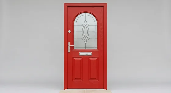 2 Panel 1 Arch Composite Door, shown in Poppy Red