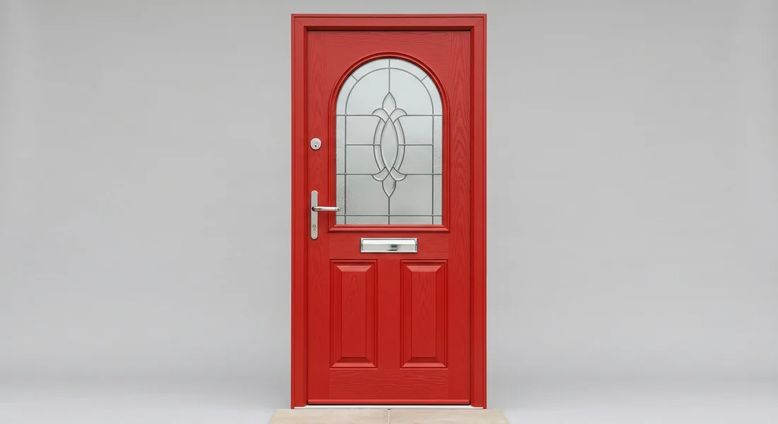 2 Panel 1 Arch Composite Door, shown in Poppy Red