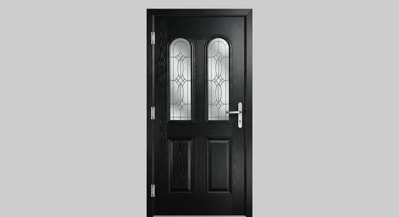 2 Panel 2 Arch Composite Door, shown in Black