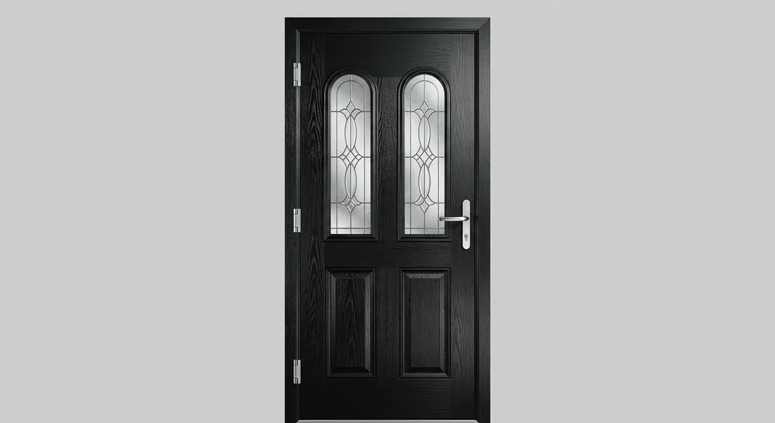 2 Panel 2 Arch Composite Door, shown in Black