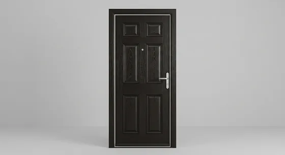 6 Panel Composite Door, shown in Black Brown